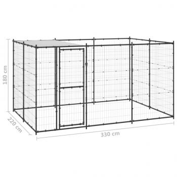 Outdoor-Hundezwinger mit Überdachung Stahl 7,26 m²