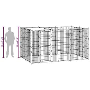 Outdoor-Hundezwinger mit Überdachung Stahl 7,26 m²