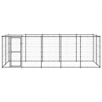 Outdoor-Hundezwinger mit Überdachung Stahl 12,1 m²