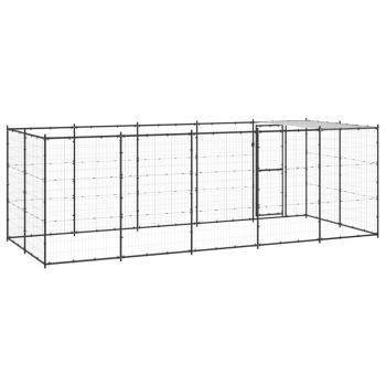 Outdoor-Hundezwinger mit Überdachung Stahl 12,1 m²