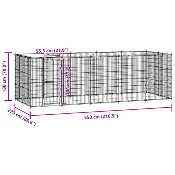 Outdoor-Hundezwinger mit Überdachung Stahl 12,1 m²