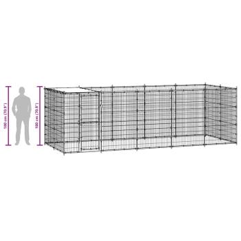 Outdoor-Hundezwinger mit Überdachung Stahl 12,1 m²