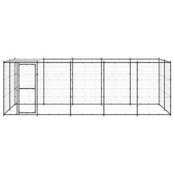 Outdoor-Hundezwinger mit Überdachung Stahl 12,1 m²