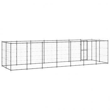 Outdoor-Hundezwinger mit Überdachung Stahl 16,94 m²
