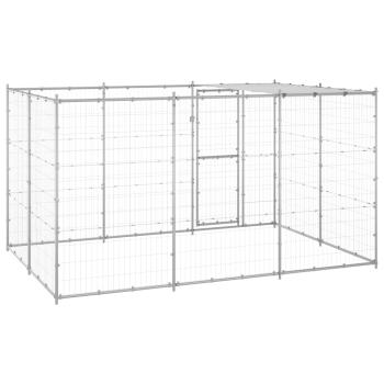 Outdoor-Hundezwinger mit Überdachung Verzinkter Stahl 7,26 m²