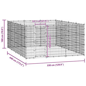 Outdoor-Hundezwinger Stahl 14,52 m²