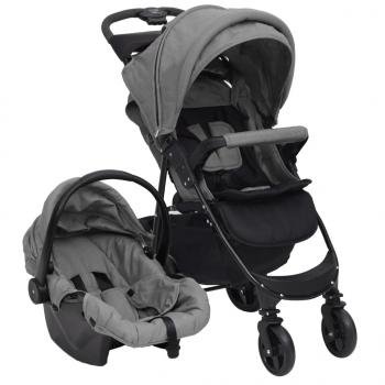 ARDEBO.de - 3-in-1 Kinderwagen Hellgrau Stahl 