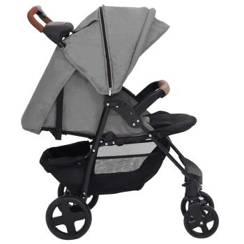 3-in-1 Kinderwagen Hellgrau Stahl 