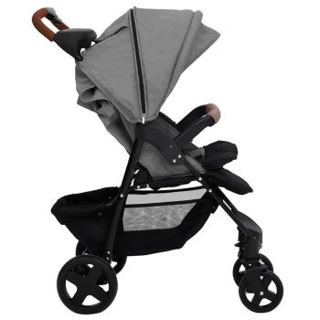 3-in-1 Kinderwagen Hellgrau Stahl 