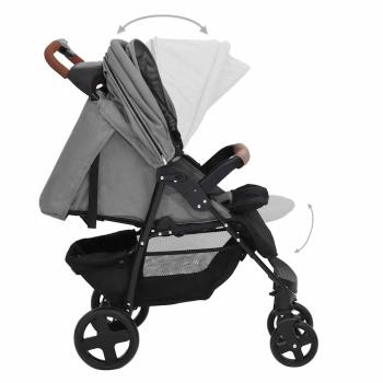 3-in-1 Kinderwagen Hellgrau Stahl 