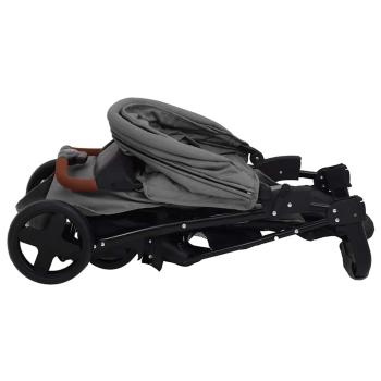 3-in-1 Kinderwagen Hellgrau Stahl 