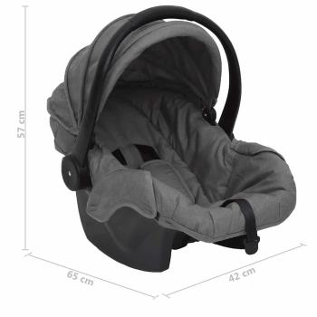 3-in-1 Kinderwagen Hellgrau Stahl 