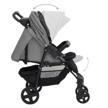 3-in-1 Kinderwagen Hellgrau Stahl 