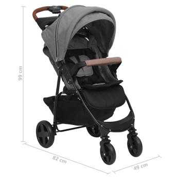 3-in-1 Kinderwagen Hellgrau Stahl 