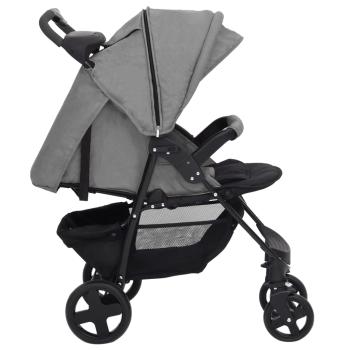 3-in-1 Kinderwagen Hellgrau Stahl 