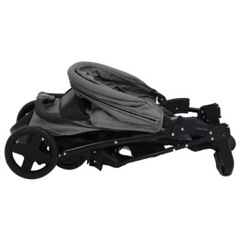 3-in-1 Kinderwagen Hellgrau Stahl 