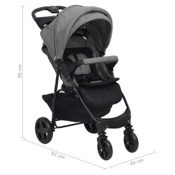 3-in-1 Kinderwagen Hellgrau Stahl 