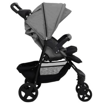 3-in-1 Kinderwagen Hellgrau Stahl 