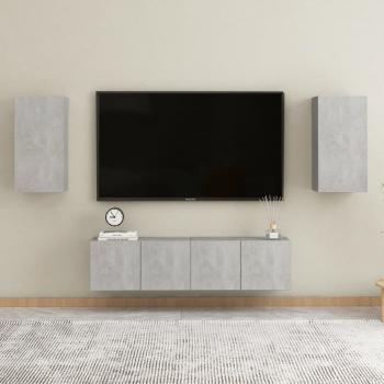 ARDEBO.de - 4-tlg. TV-Schrank-Set Betongrau Holzwerkstoff