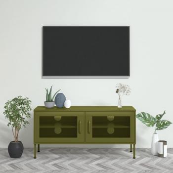 ARDEBO.de - TV-Schrank Olivgrün 105x35x50 cm Stahl    