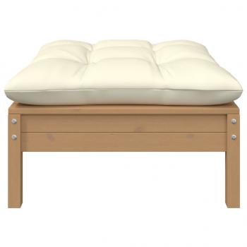 Gartenhocker mit Creme Kissen Honigbraun Massivholz Kiefer