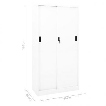 Büroschrank mit Schiebetür Weiß 90x40x180 cm Stahl 