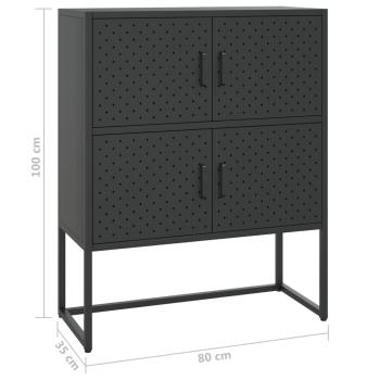 Highboard Schwarz 80x35x100 cm Stahl