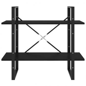Bücherregal 2 Böden Schwarz 80x30x70 cm Massivholz Kiefer