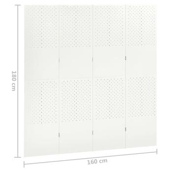 4-tlg. Raumteiler Weiß 160x180 cm Stahl