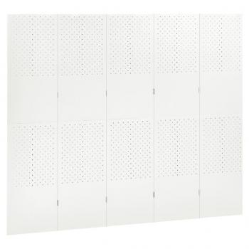 5-tlg. Raumteiler Weiß 200x180 cm Stahl
