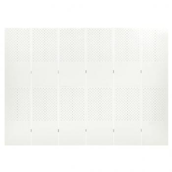 ARDEBO.de - 6-tlg. Raumteiler Weiß 240x180 cm Stahl