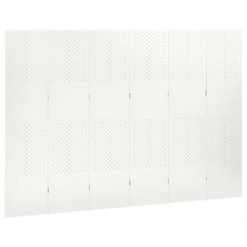 6-tlg. Raumteiler Weiß 240x180 cm Stahl