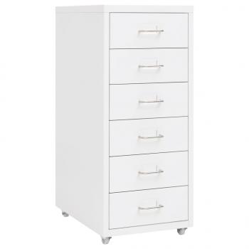 ARDEBO.de - Aktenschrank mit Rollen Weiß 28x41x69 cm Metall