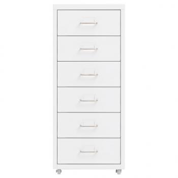Aktenschrank mit Rollen Weiß 28x41x69 cm Metall