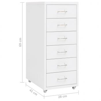 Aktenschrank mit Rollen Weiß 28x41x69 cm Metall