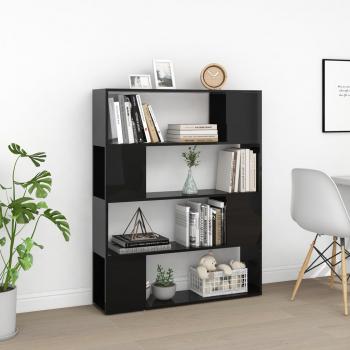 ARDEBO.de - Bücherregal Raumteiler Hochglanz-Schwarz 100x24x124 cm