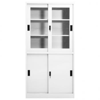 Büroschrank mit Schiebetüren Weiß 90x40x180 cm Stahl 