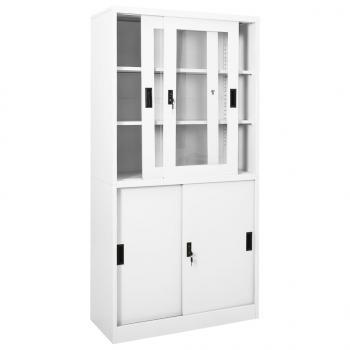Büroschrank mit Schiebetüren Weiß 90x40x180 cm Stahl 