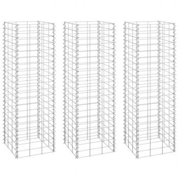 Gabionen-Hochbeete 3 Stk. 30x30x100 cm Eisen