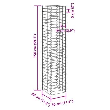 Gabionen-Hochbeete 3 Stk. 30x30x150 cm Eisen