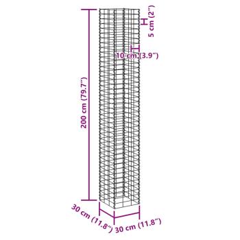 Gabionen-Hochbeete 4 Stk. 30x30x50/100/150/200 cm Eisen