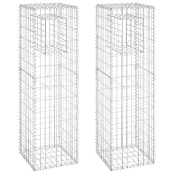 Gabionensäulen 2 Stk. 40x40x140 cm Eisen
