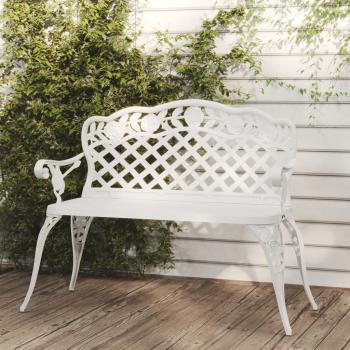 ARDEBO.de - Gartenbank 108 cm Aluminiumguss Weiß
