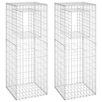 Gabionensäulen 2 Stk. 50x50x140 cm Eisen
