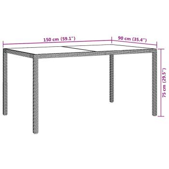 5-tlg. Garten-Essgruppe mit Auflagen Poly Rattan Braun