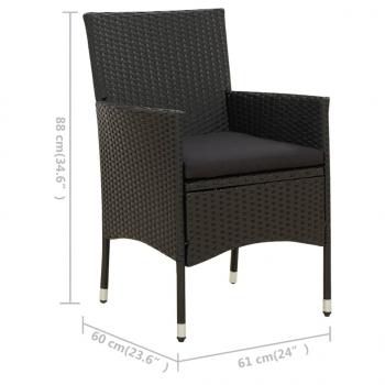 9-tlg. Garten-Essgruppe mit Kissen Poly Rattan Schwarz