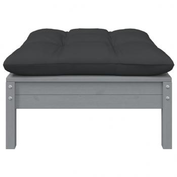 2-Sitzer-Gartensofa mit Kissen Grau Massivholz Kiefer