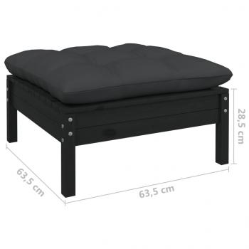 Gartensofa 2-Sitzer mit Kissen in Schwarz Massivholz Kiefer
