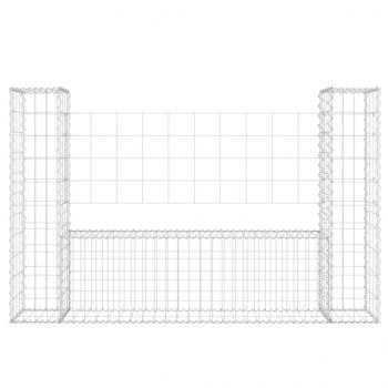 Gabionenkorb U-Form mit 2 Säulen Eisen 140x20x100 cm