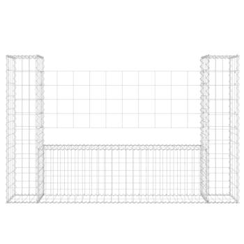 Gabionenkorb U-Form mit 2 Säulen Eisen 140x20x100 cm